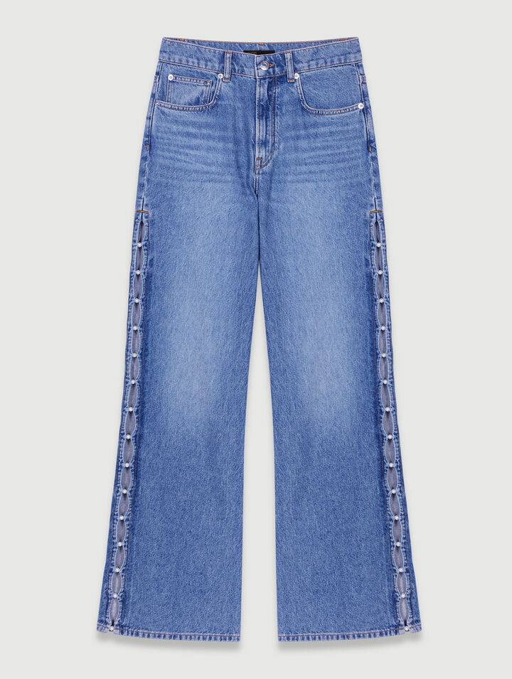 Beaded cutaway jeans