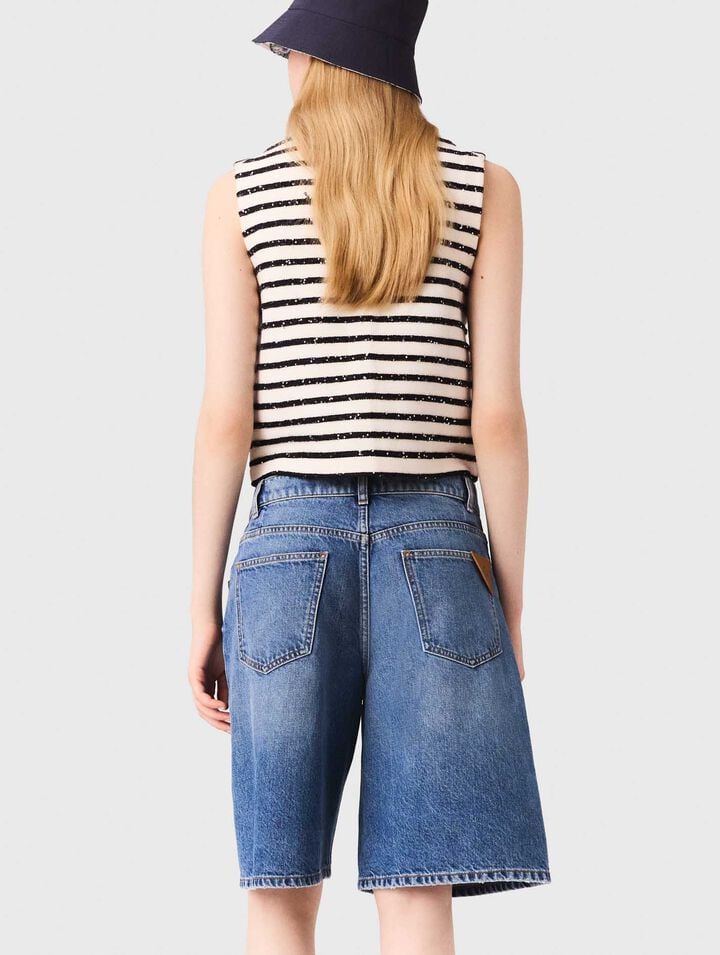 Striped wool blend top