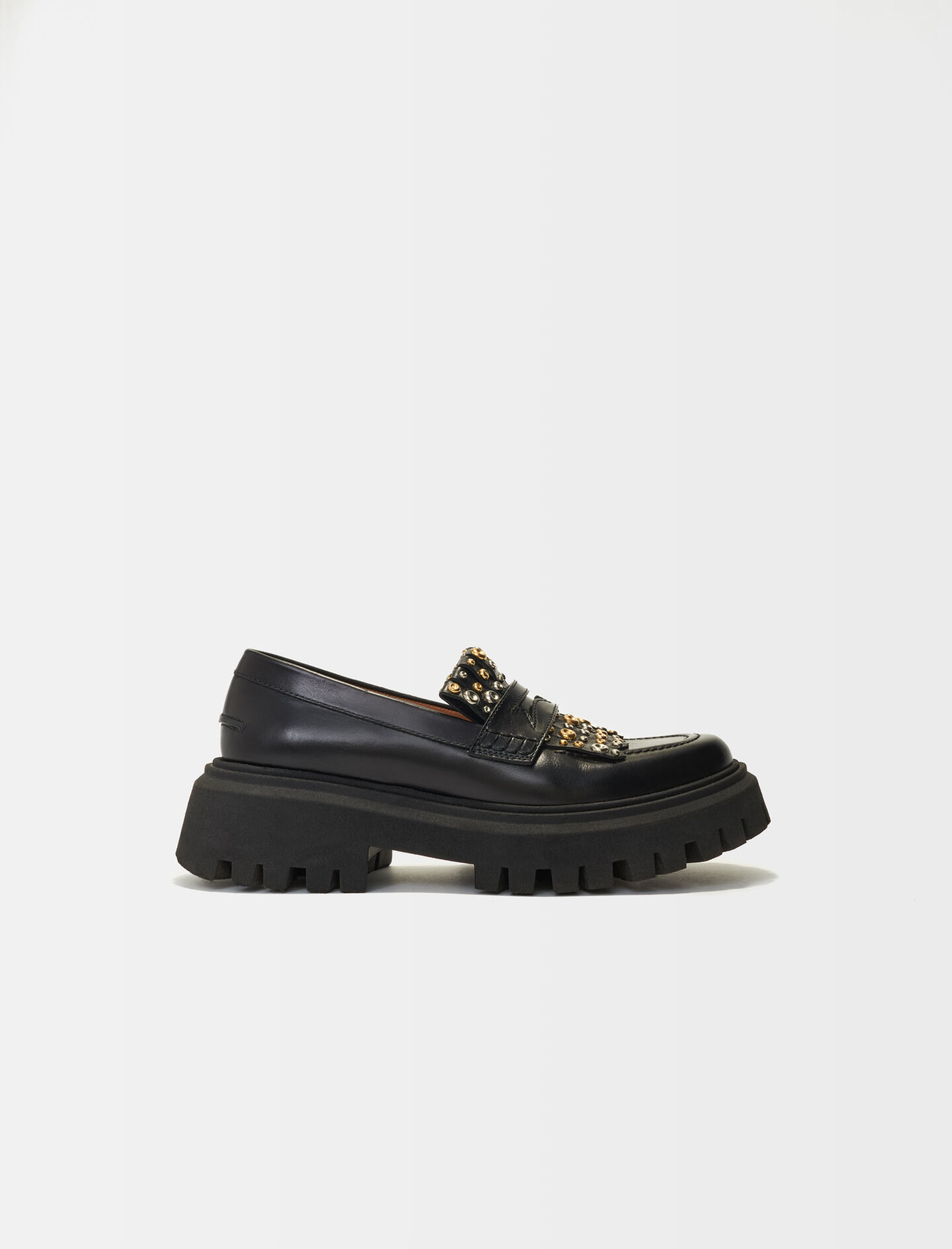 Platform moccasins with studs