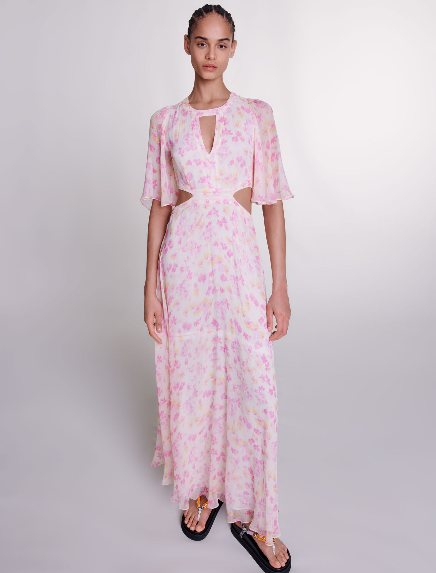 rosémuse Pleats floral print dress pink floral print pleats dress – BUNNY APARTMENT