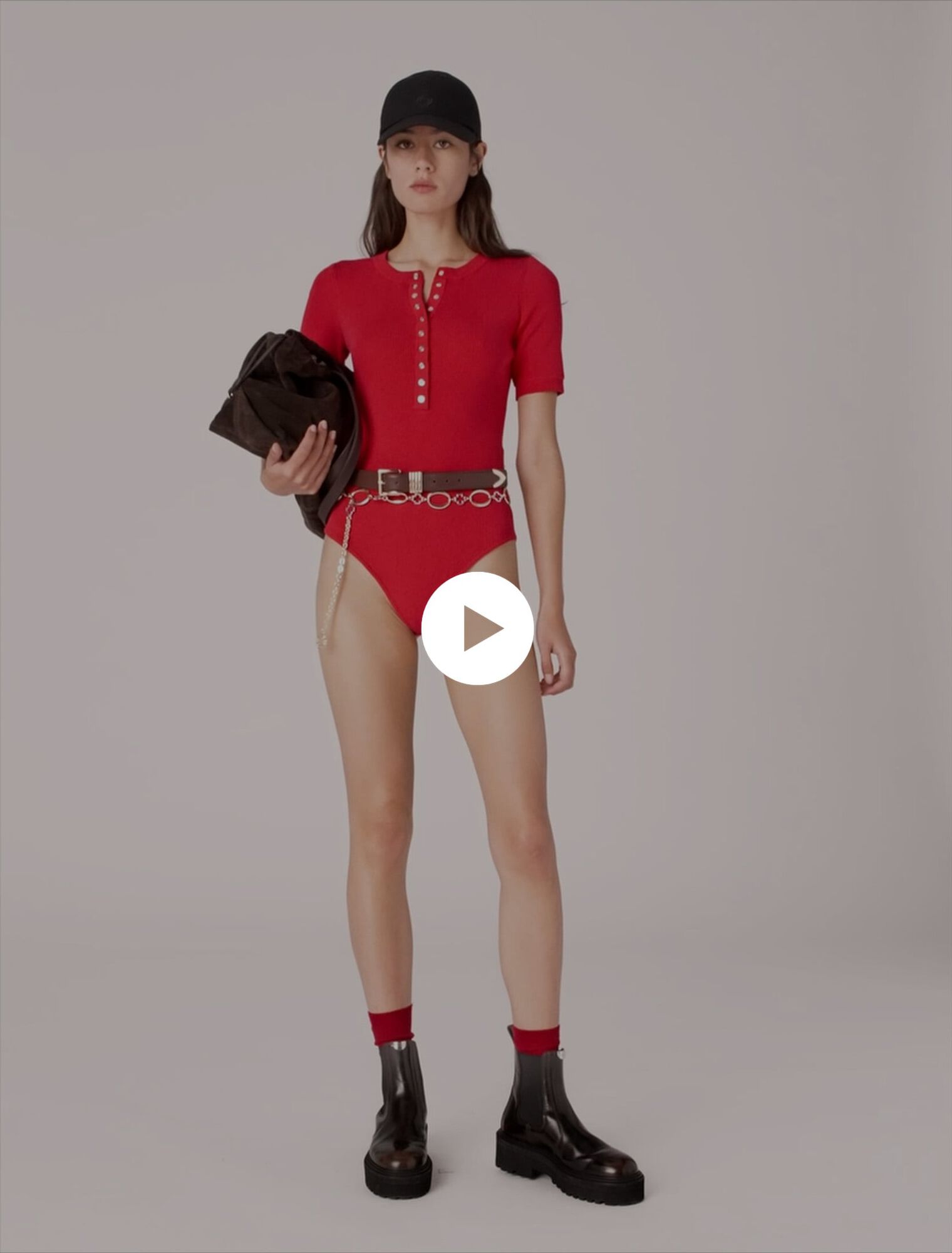 Ribbed knit sleeve bodysuit