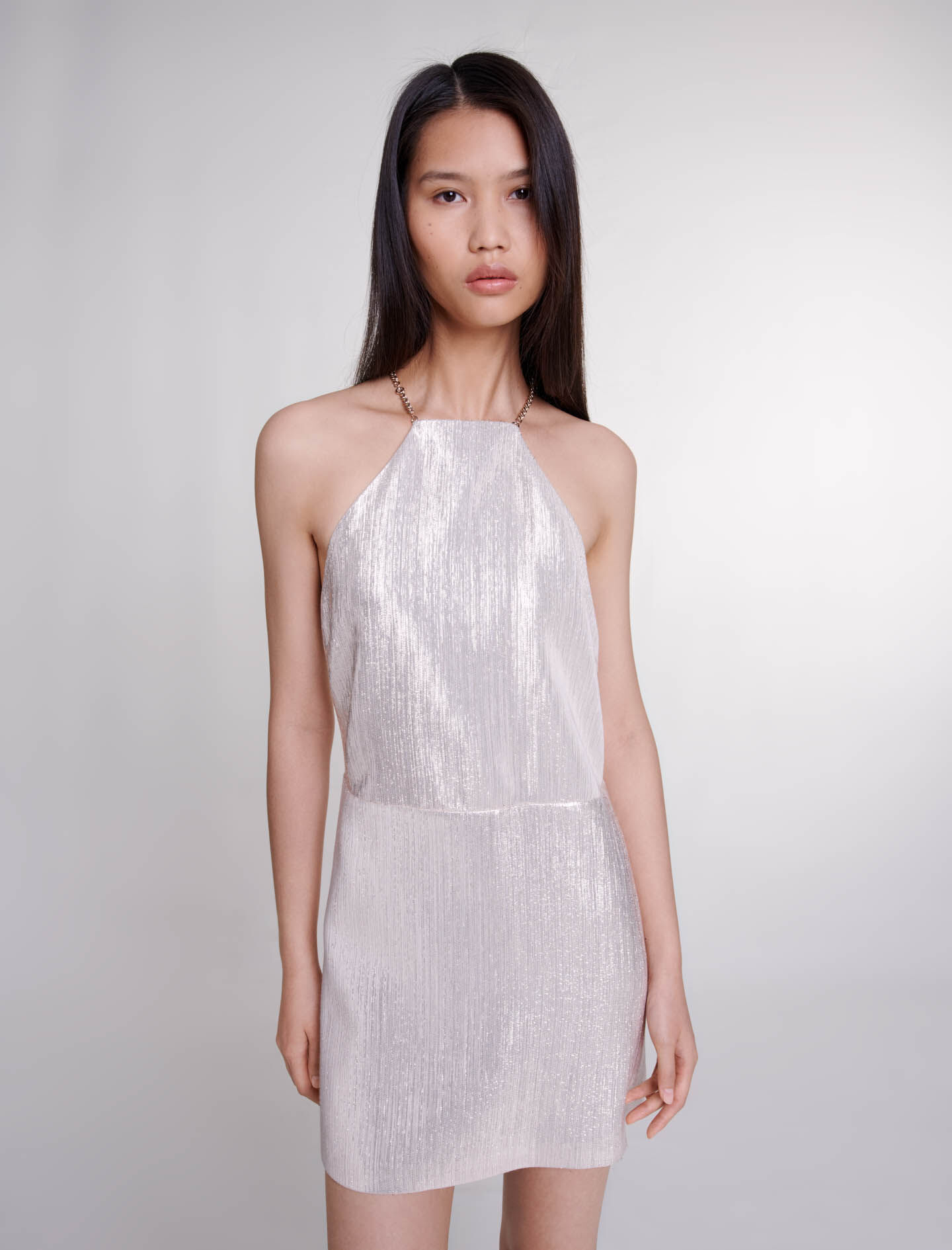 SALE *maje* メタリックチュールドレス ワンピース Short metallic dress