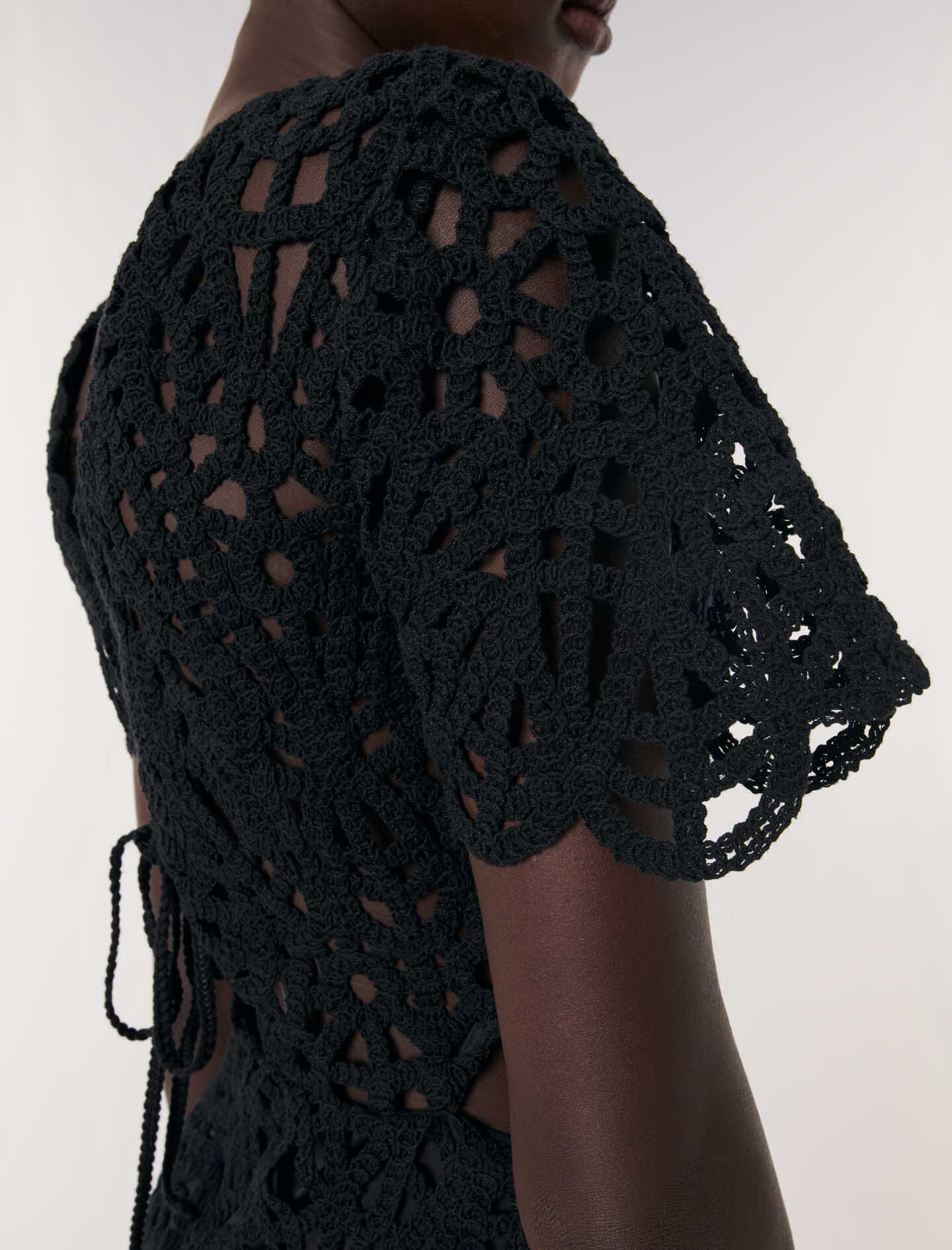 Mini crochet dress Black / Gray For Women | Maje