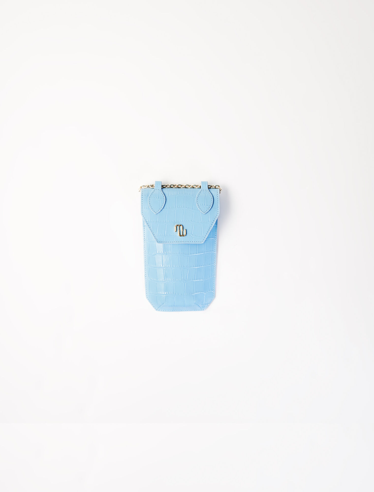 Croco embossed leather phone holder