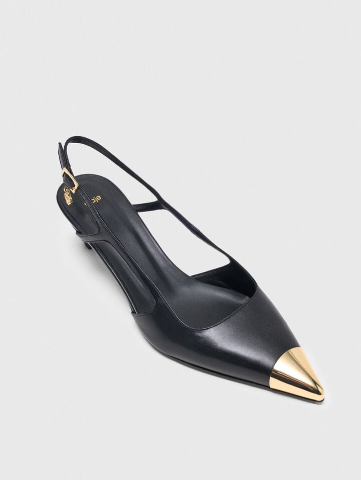 Smooth leather slingback pumps