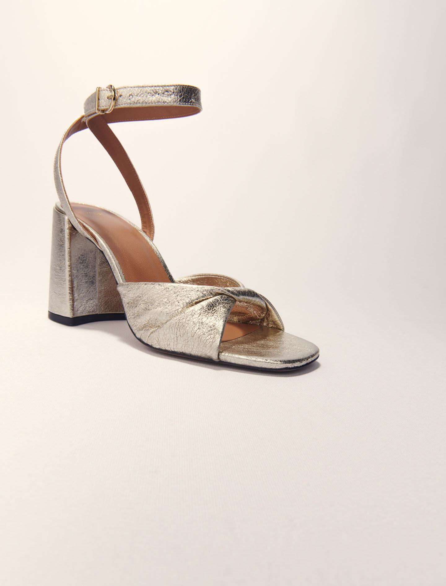 Metallic leather sandals with heels Denim - Jeans For Women