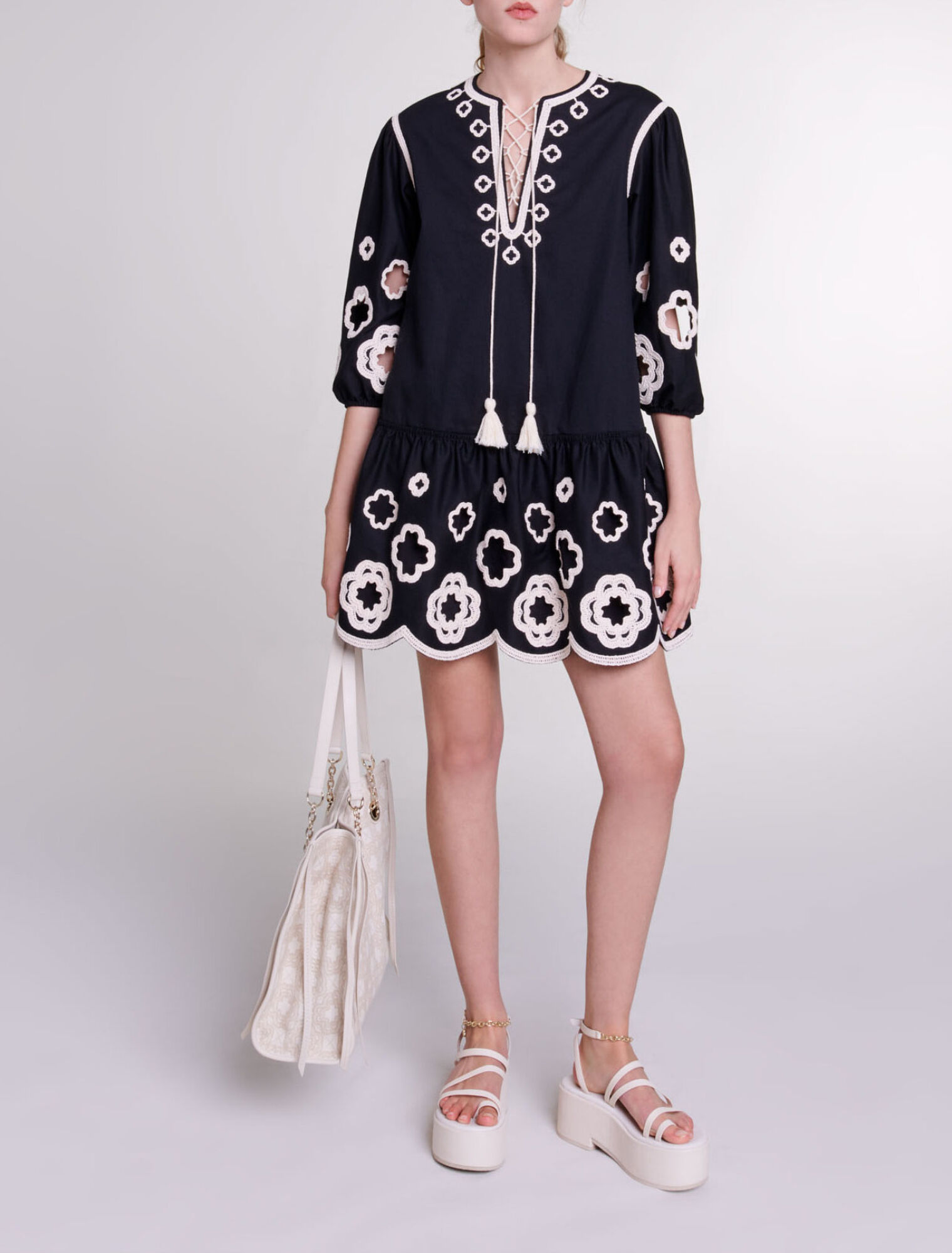 Short embroidered tunic dress