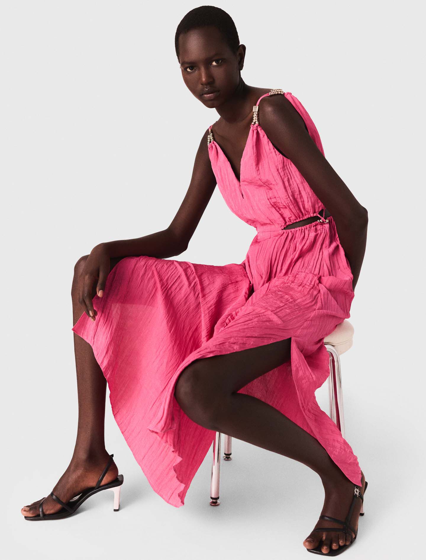 Openwork midi dress Pink For Women | Maje