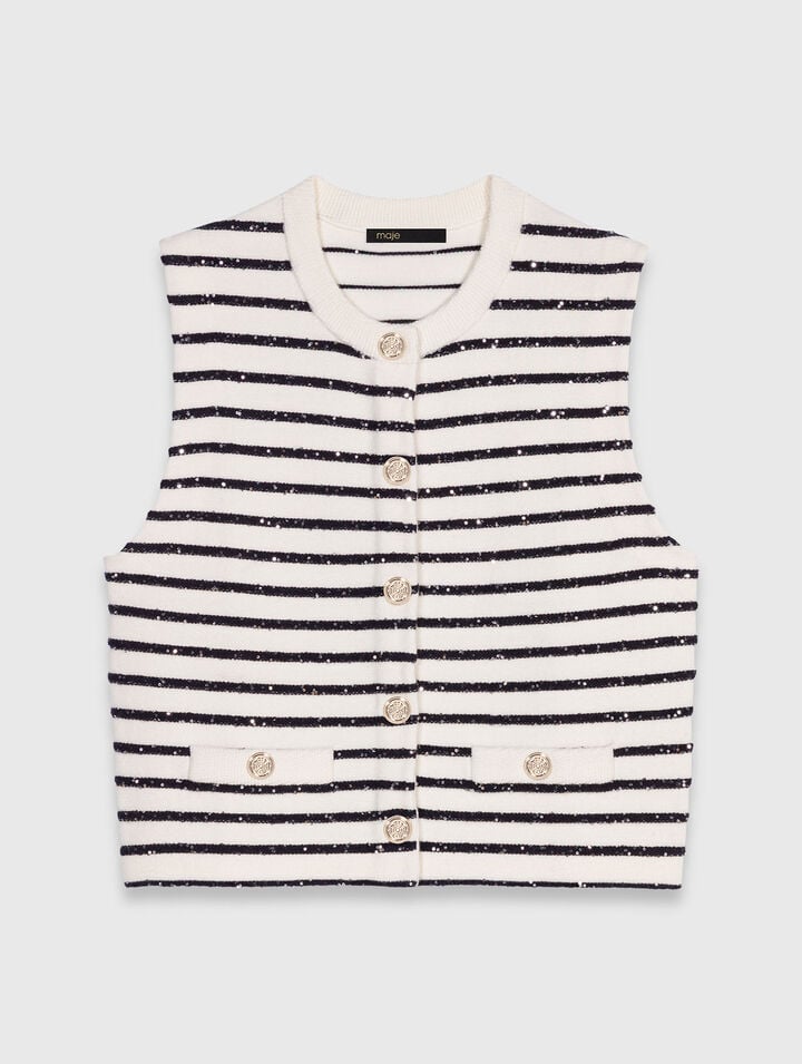 Striped wool blend top