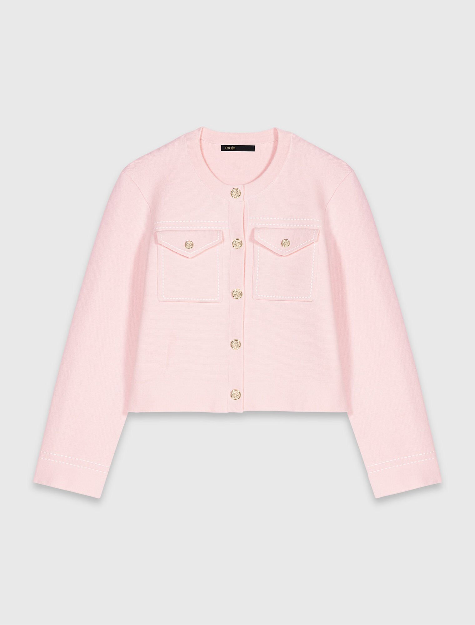 Topstitched cropped cardigan