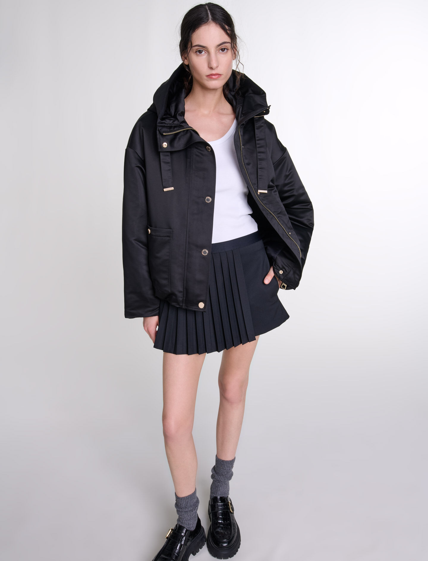 お手頃価格 Padded jacket Black / Gray For Women | Maje ジャケット・アウター