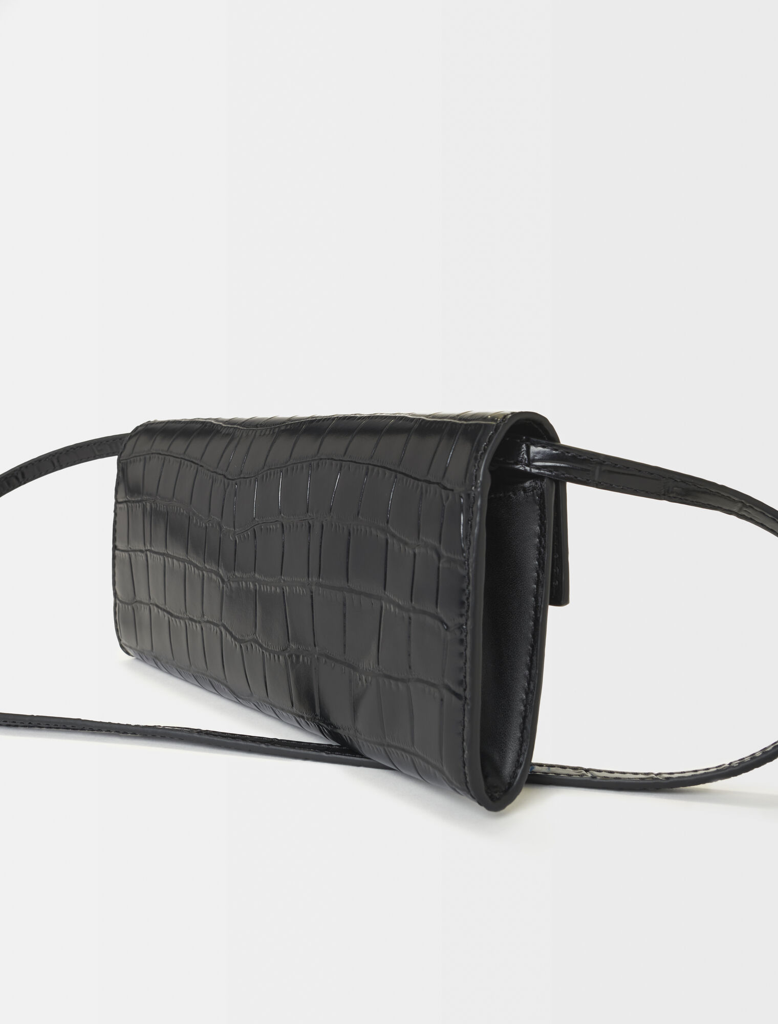 Croc-effect embossed leather bag