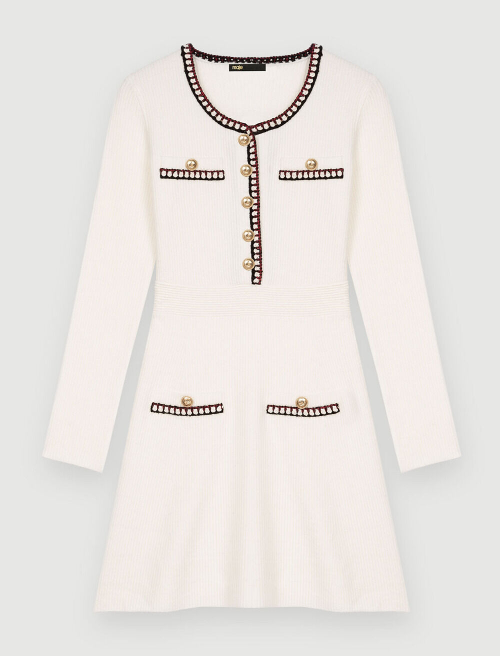 Contrast rib knit dress
