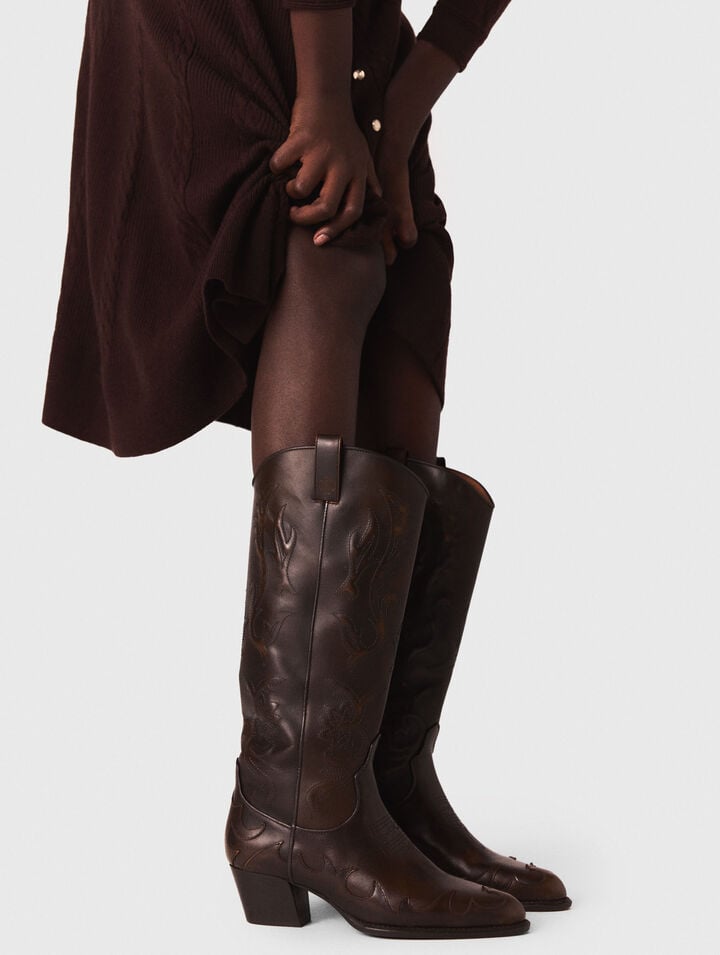 Leather cowboy boots