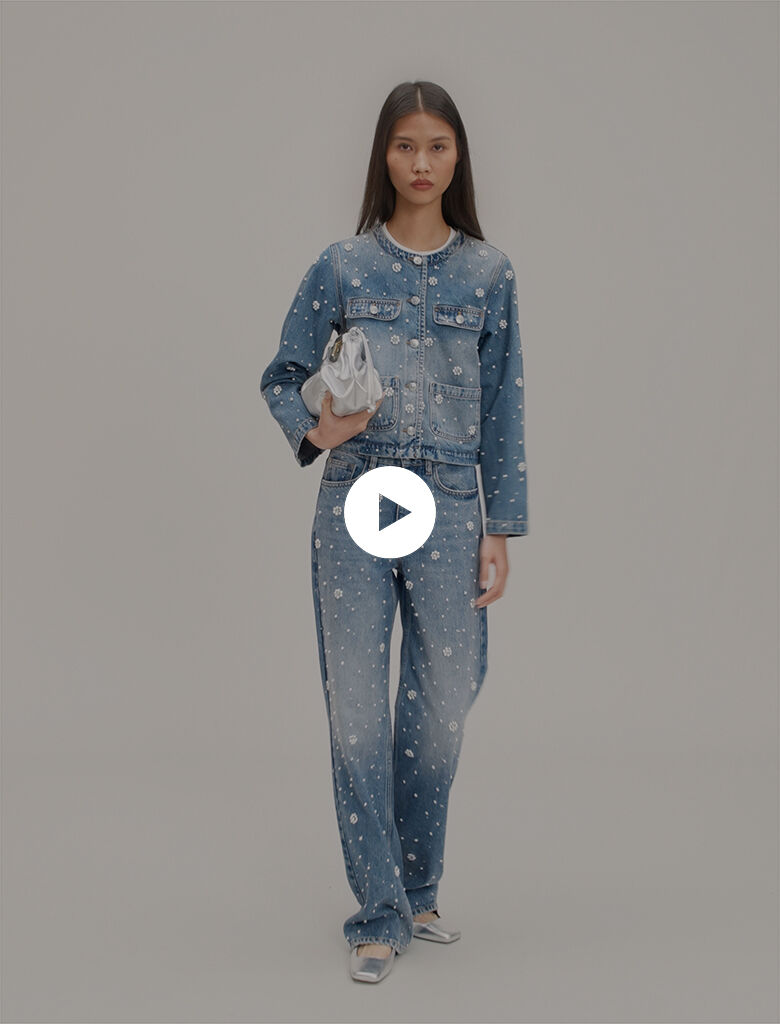 Embroidered denim jacket Blue For Women | Maje
