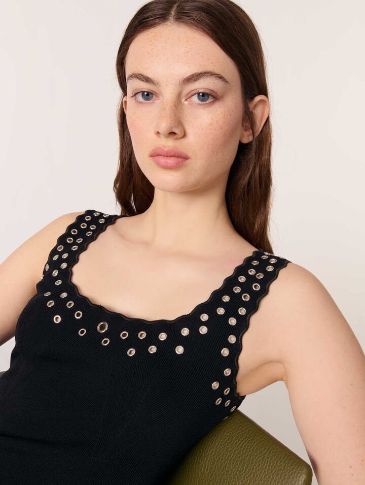 Mini eyelet knit dress