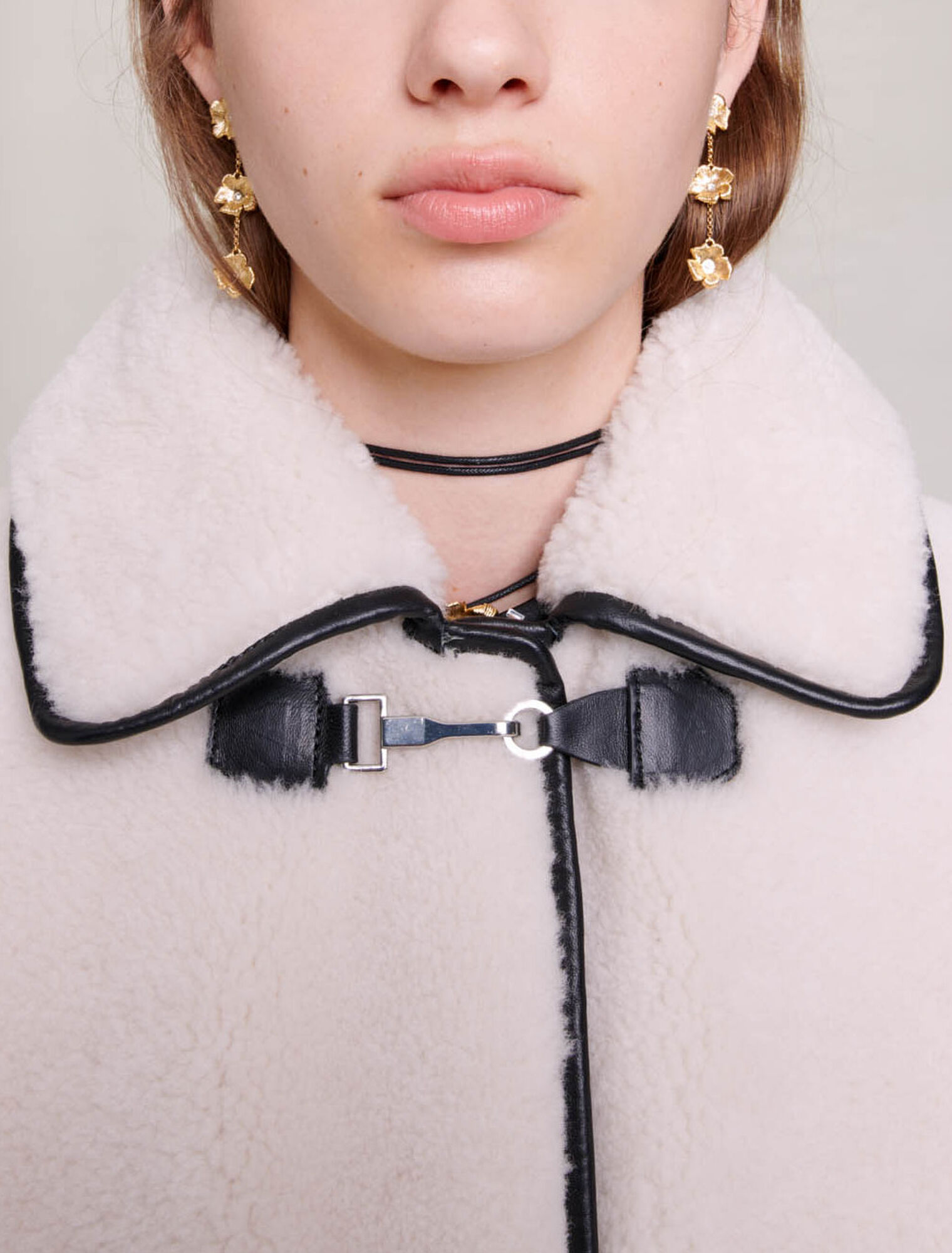 Mid-length shearling coat