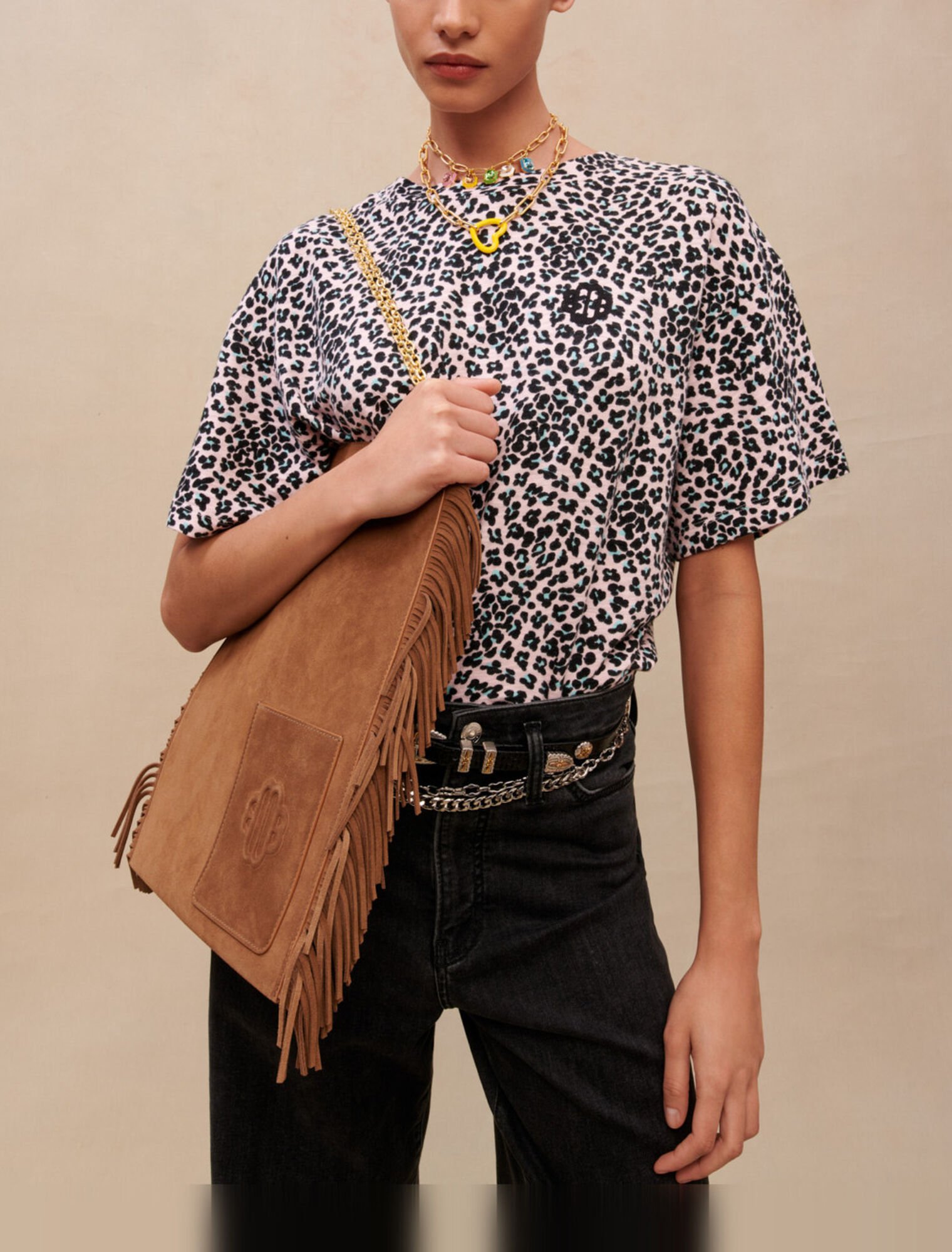 Leopard-print cotton T-shirt