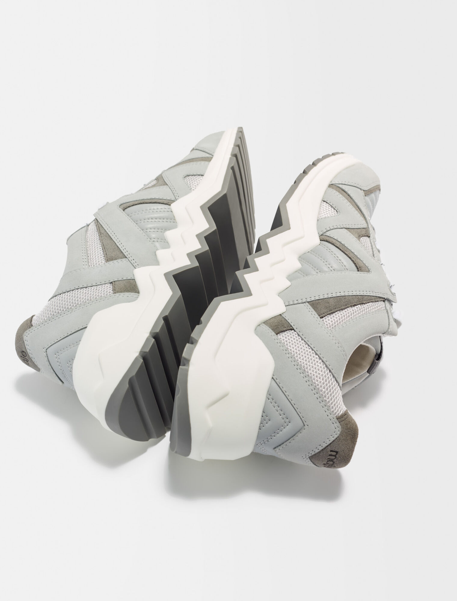 Leather sneakers with lug sole