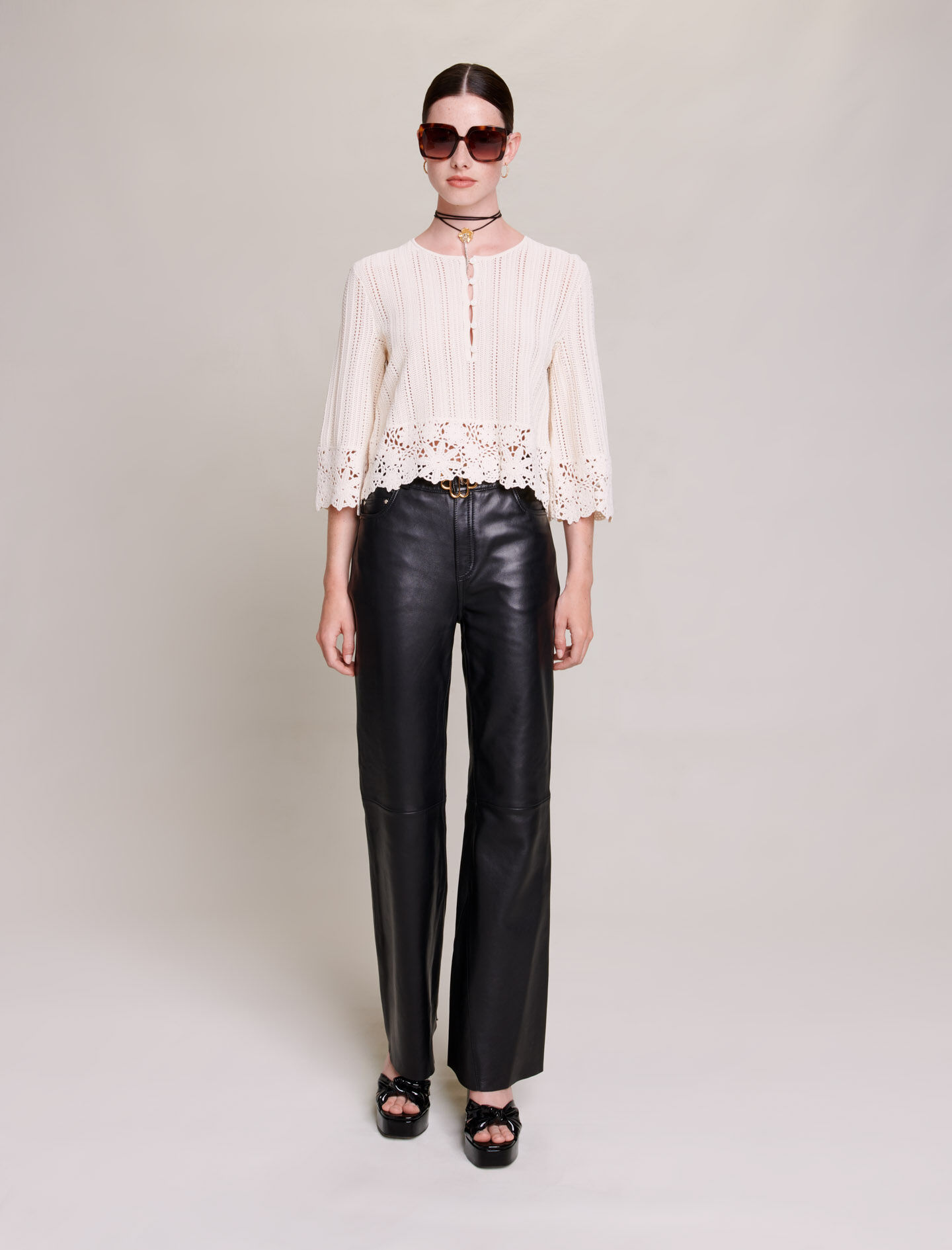 THEREDTHREAD / ザレッドスレッド】S knit fit tops single petal