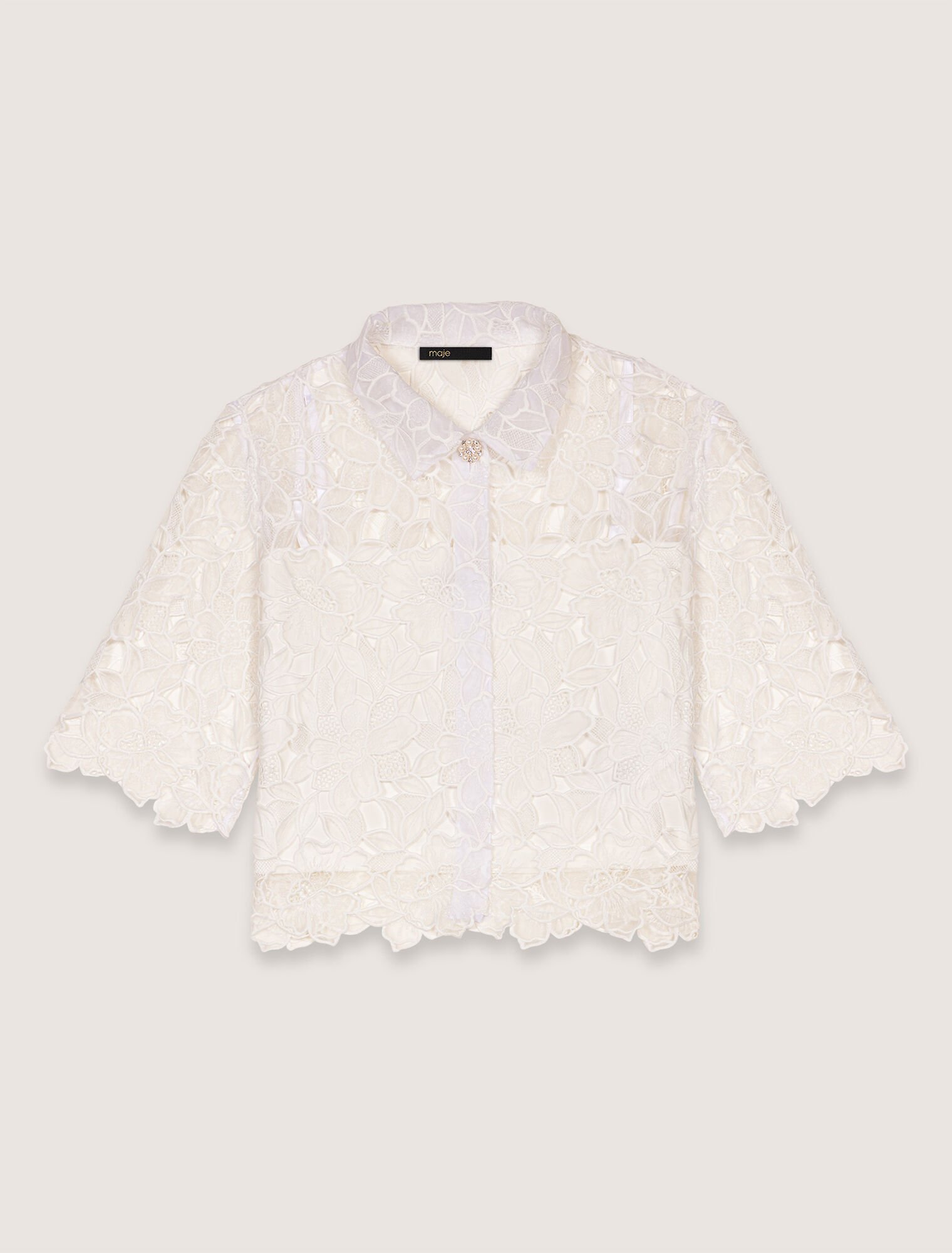Cropped floral lace blouse