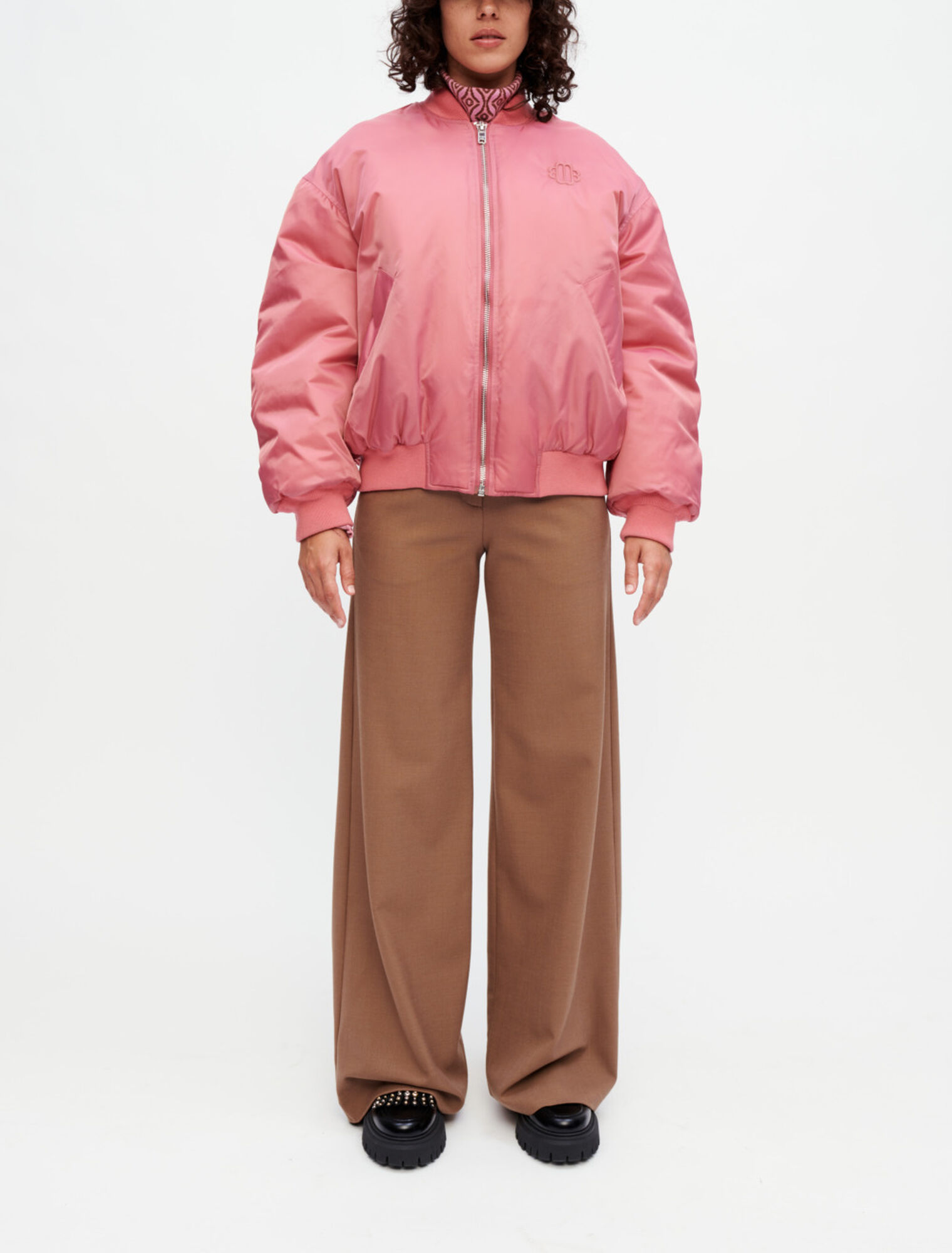 Oversized rosewood bomber jacket