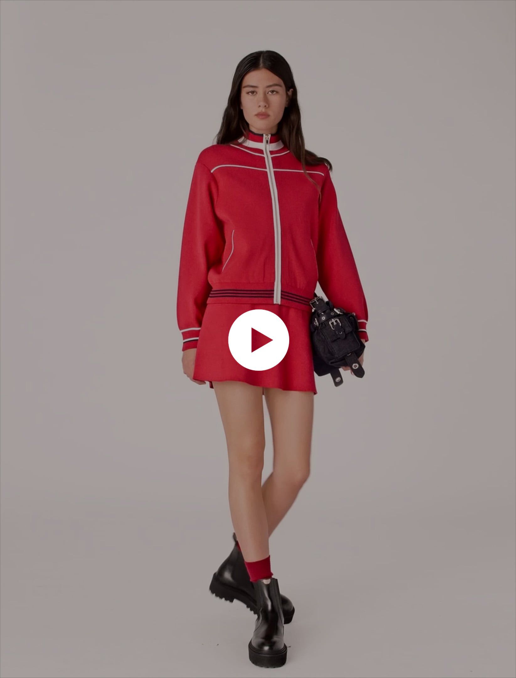 Zipped cardigan with elastic waist Red For Women | Maje