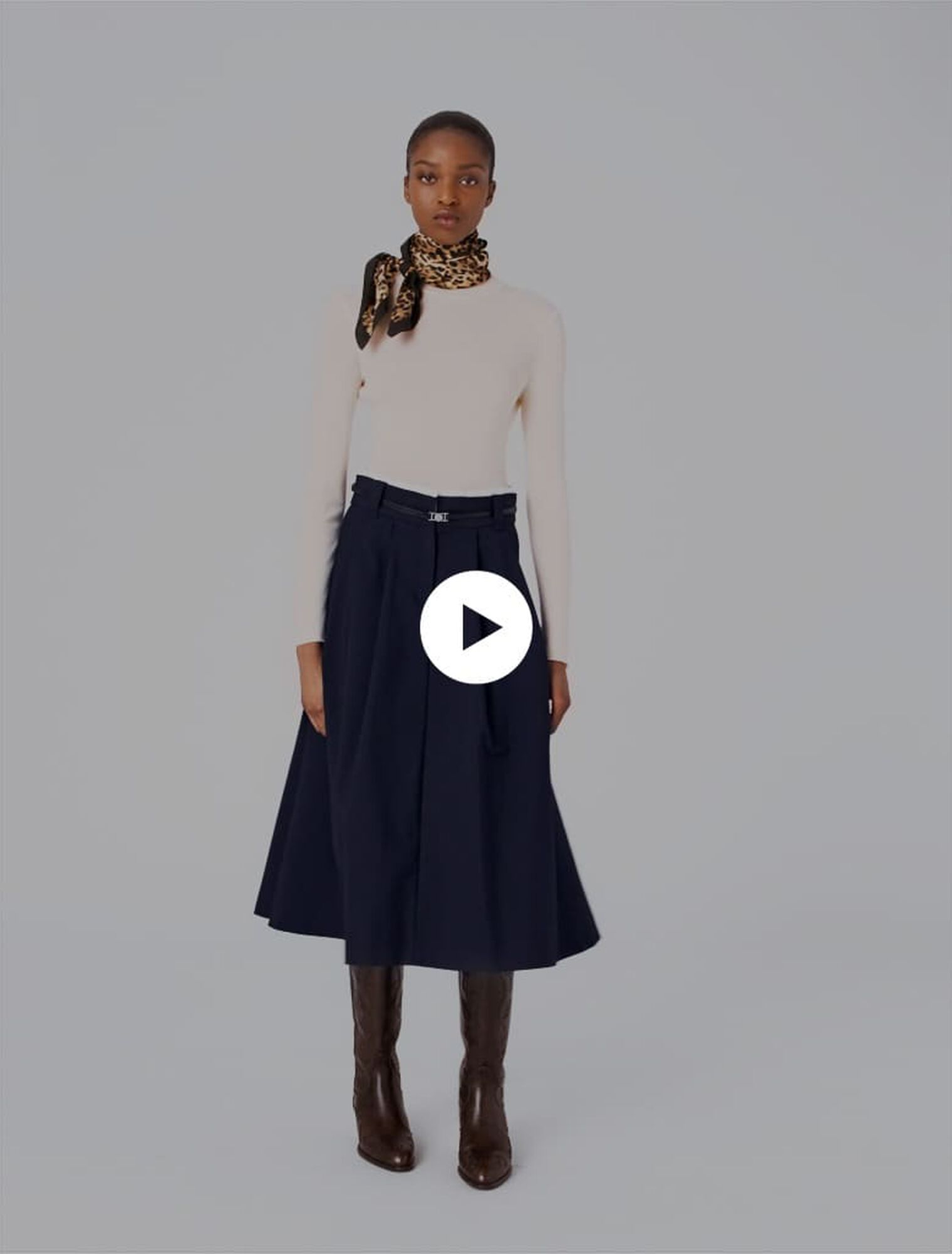 Long cotton skirt with belt