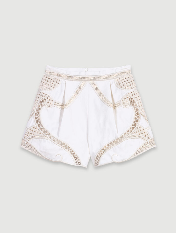 Crochet-knit shorts