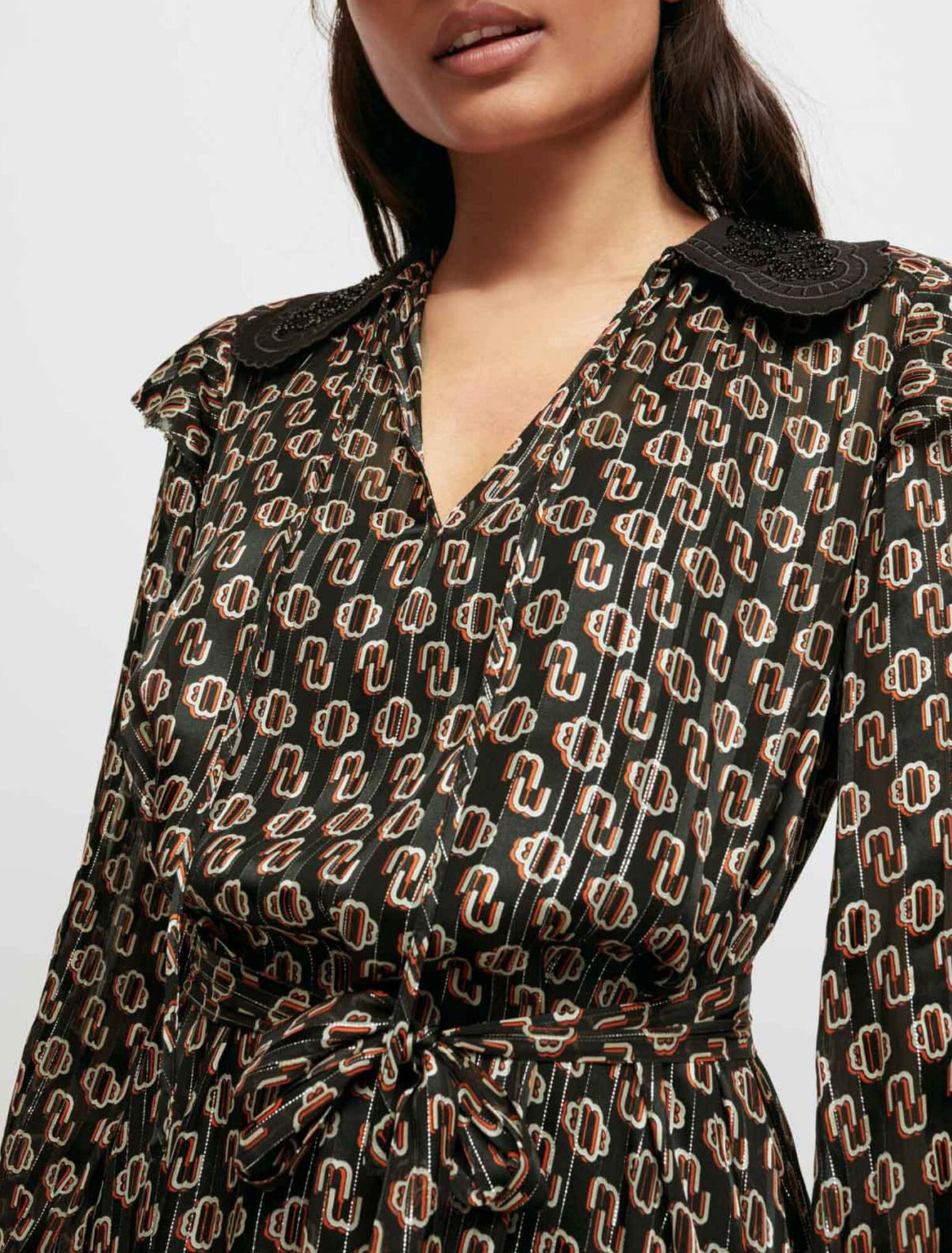 Printed lurex chiffon dress