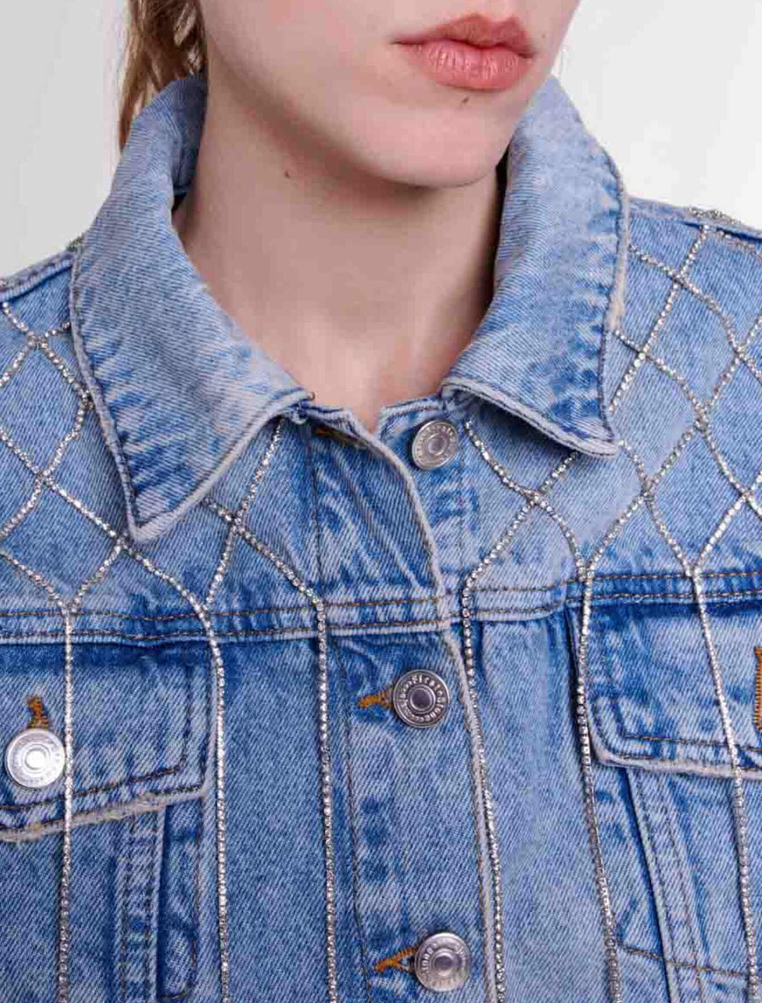 Denim jacket with rhinestones