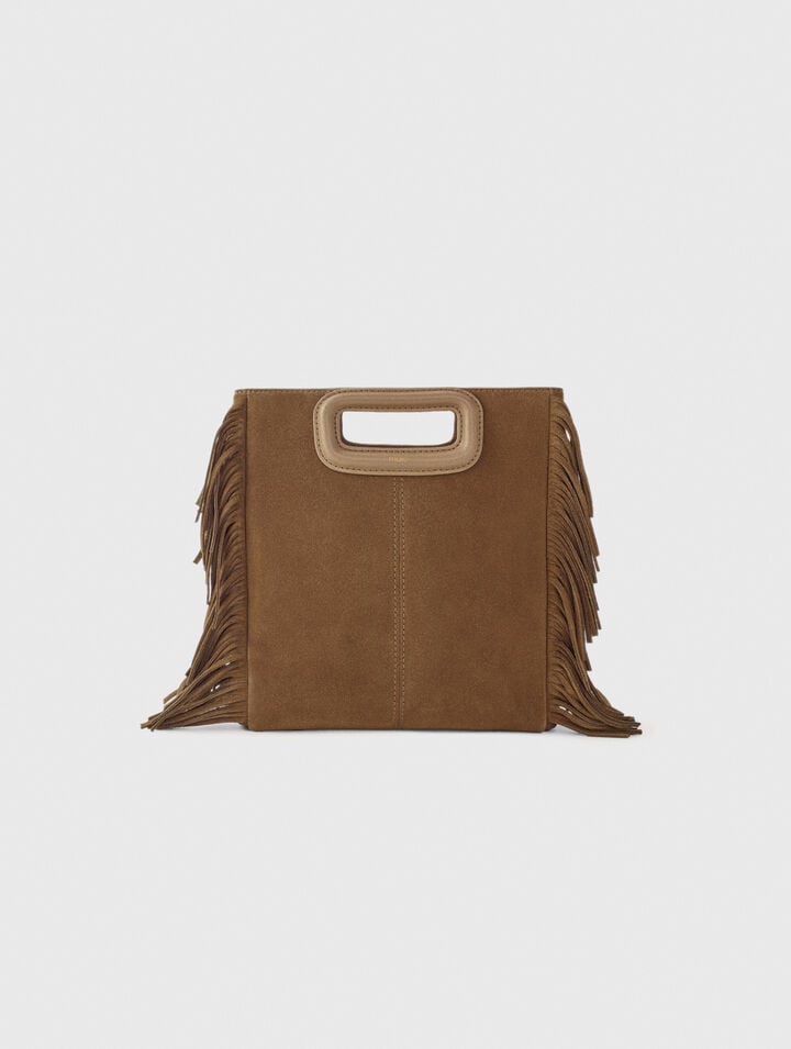 Fringed M bag in suede