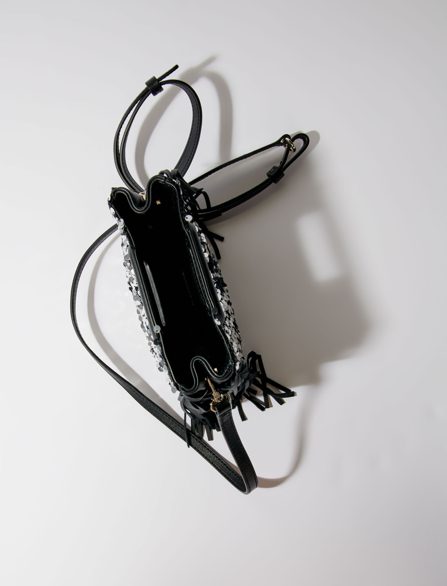 Sequin mini M bag Black / Gray For Women | Maje