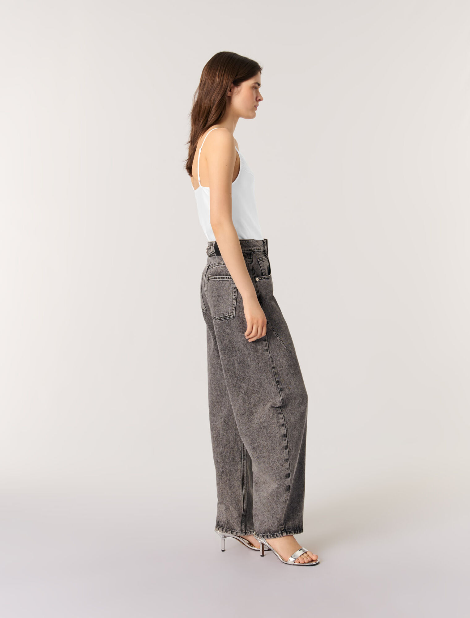 Silk satin and lace top