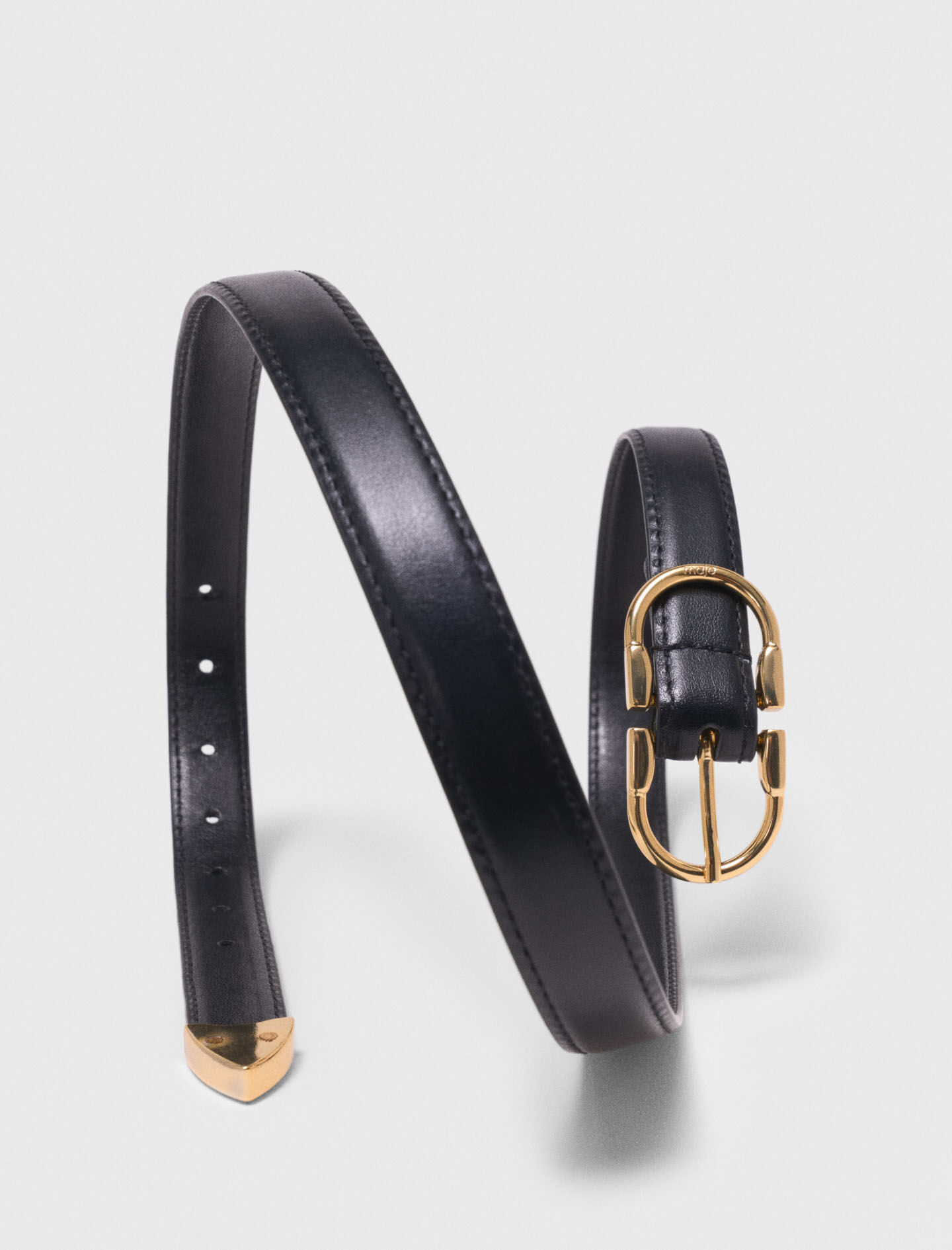 極美品　JILSANDER double buckle leather belt Double-buckle leather belt Black / Gray For Women | Maje