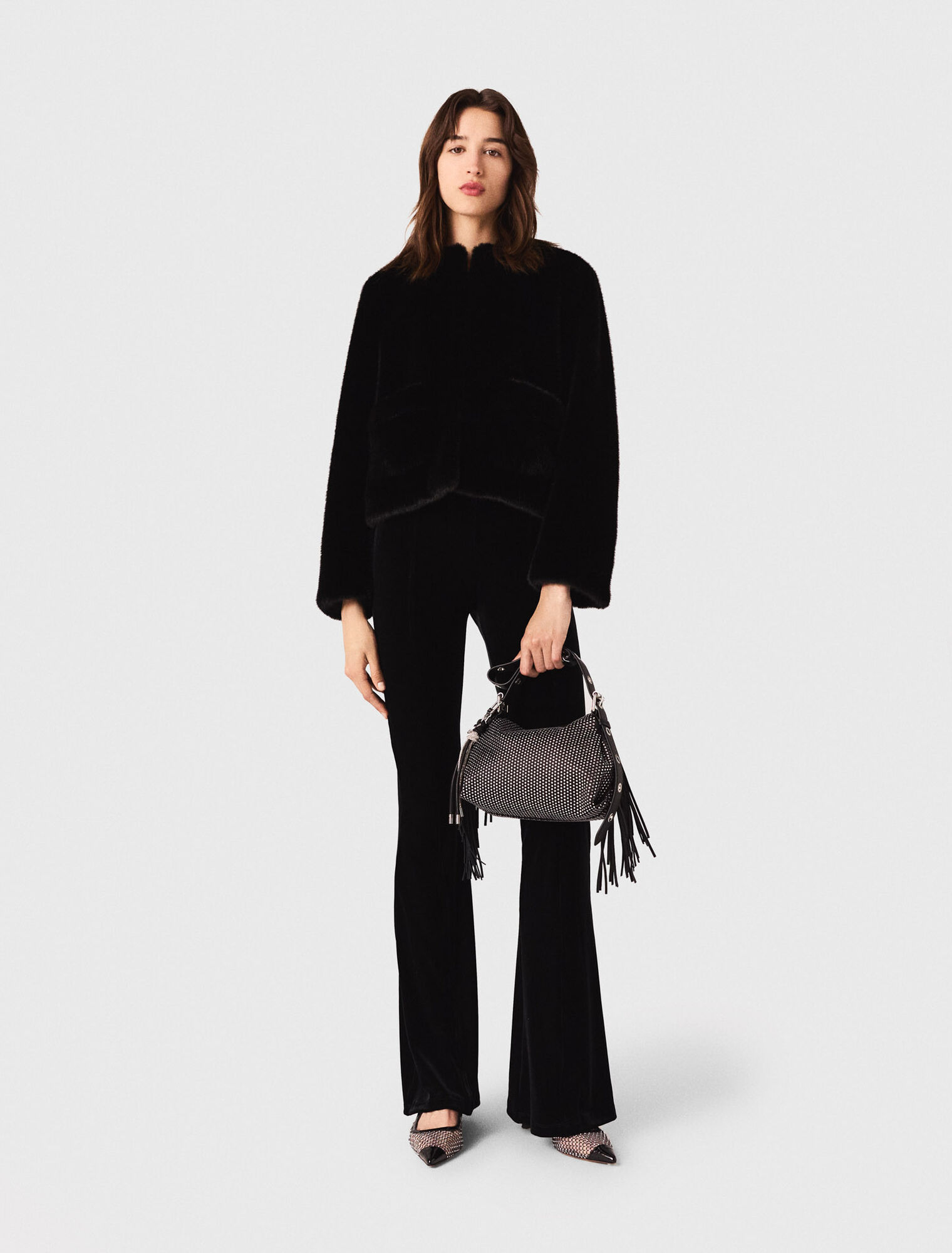 Stretch velour trousers