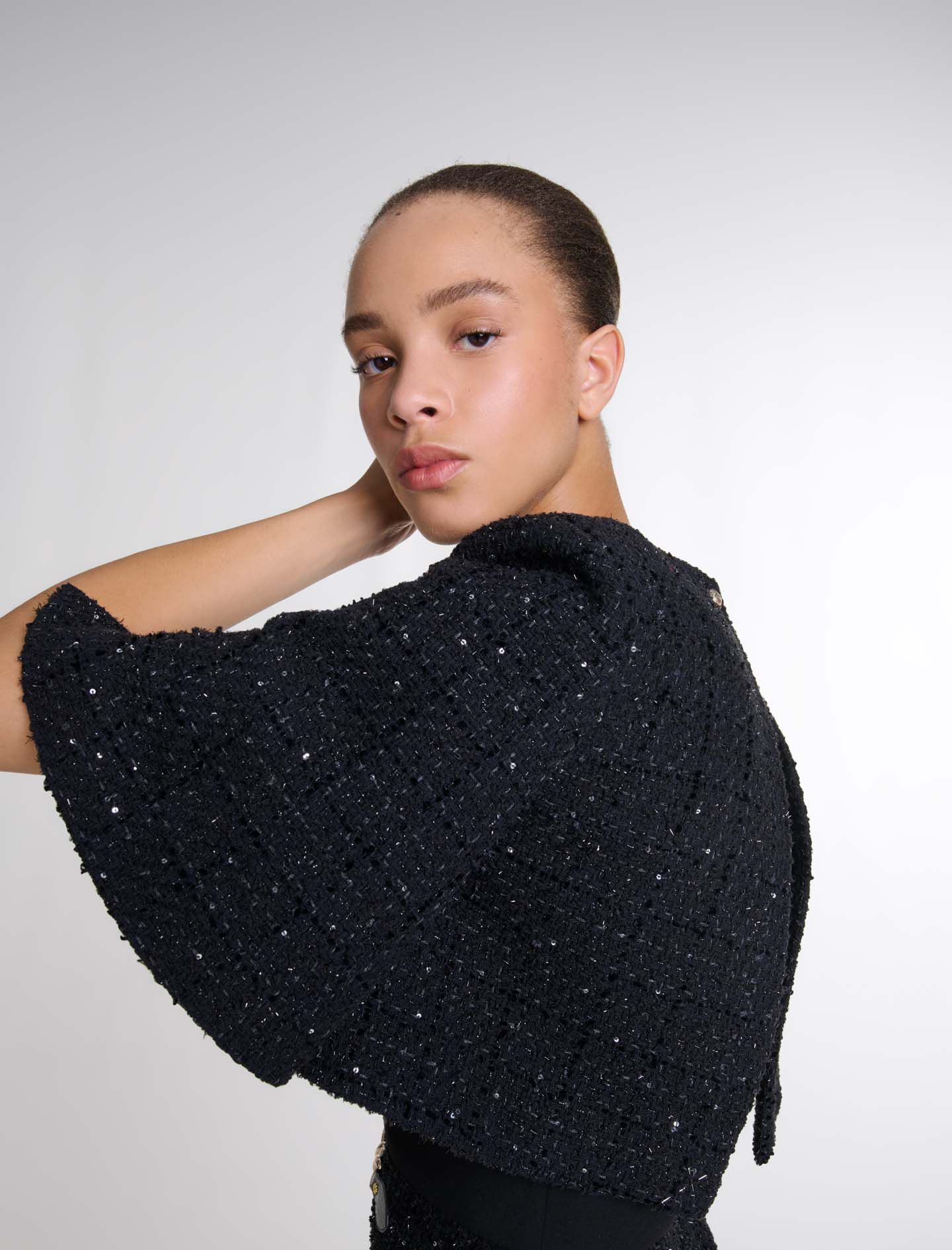 Tweed 2-in-1 short dress Black / Gray For Women | Maje