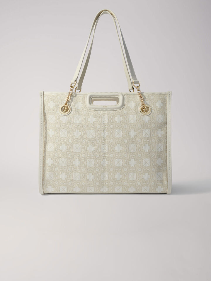 Clover print canvas shopping bag