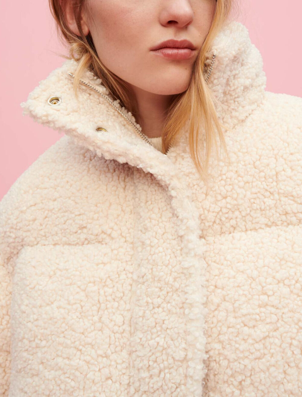 Ecru faux fur down jacket Ecru faux fur down jacket
