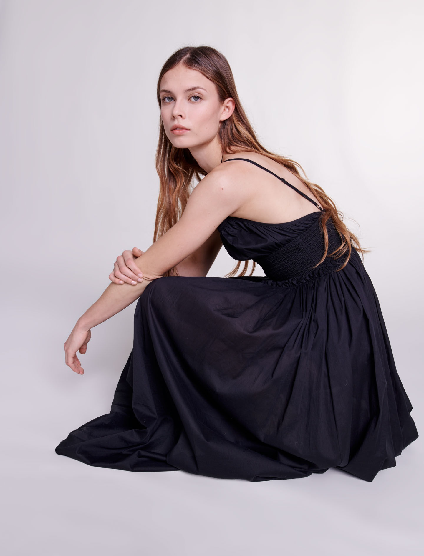 Dress with beaded ties Black / Gray For Women | Maje