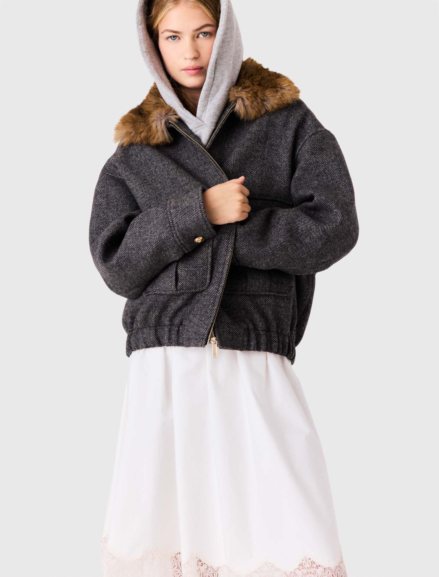 Faux Fur Collar Jacket