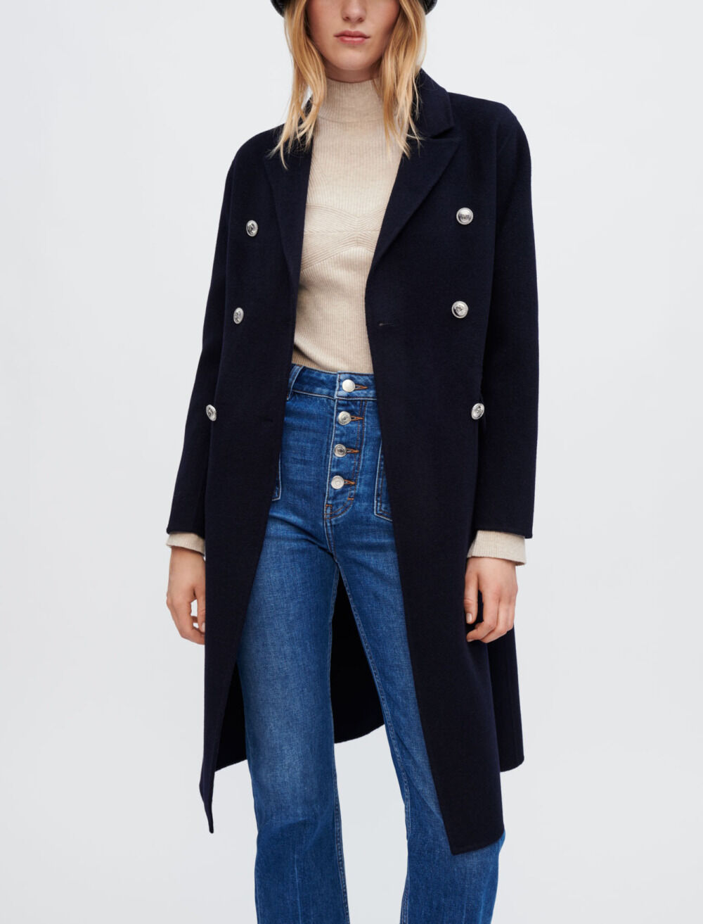 Maje navy coat cheap
