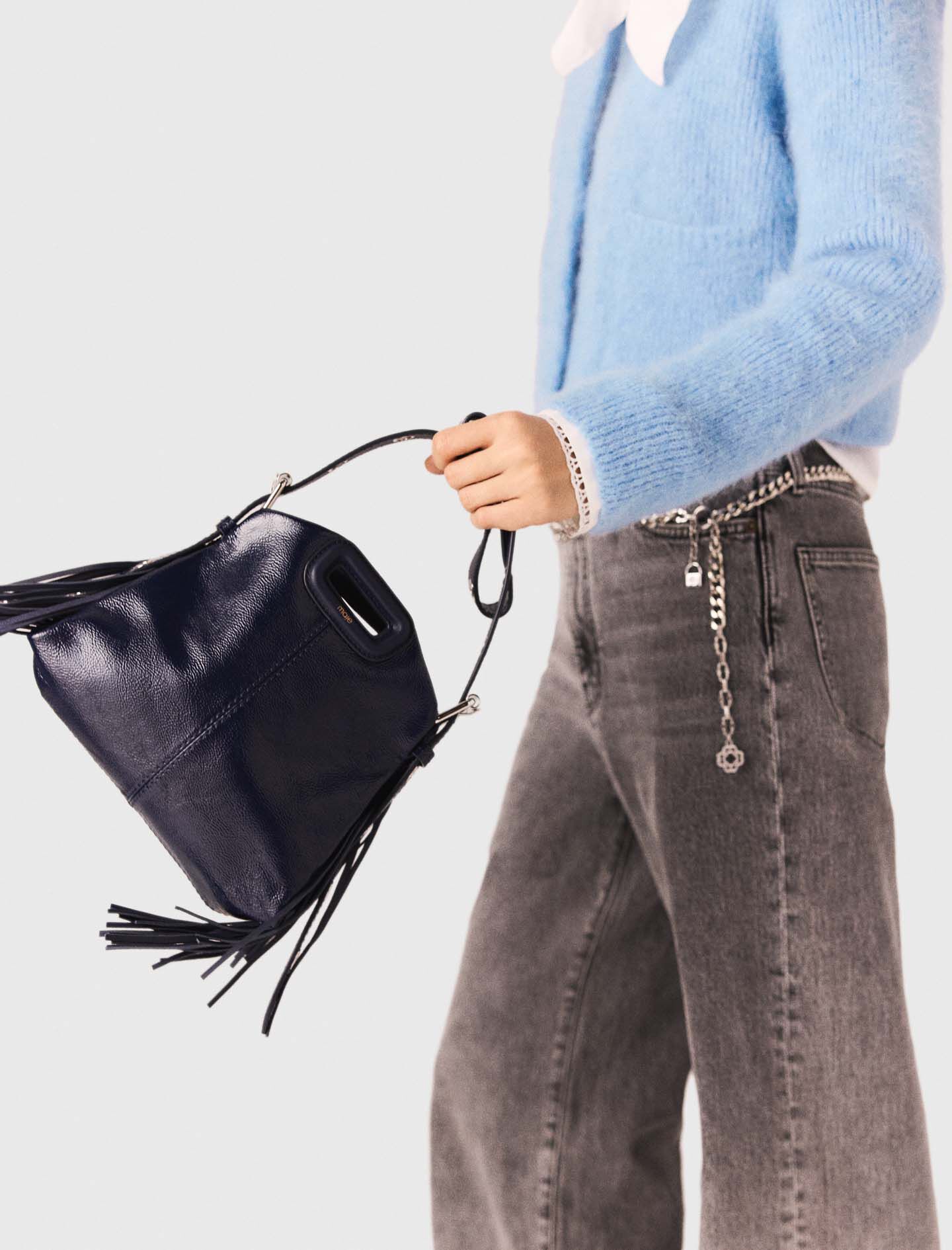 Naplak leather Miss M Mini bag Blue For Women | Maje