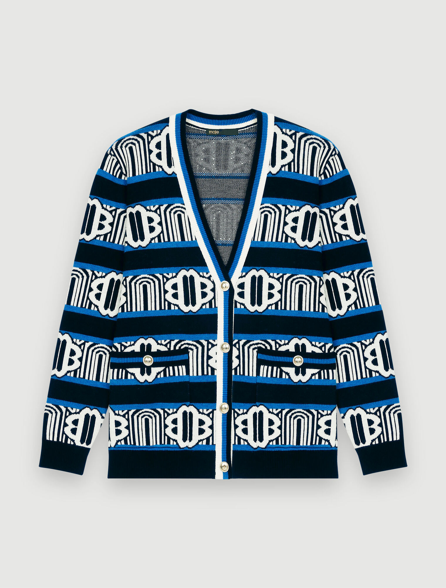Cardigan in decorative Maje Clover knit
