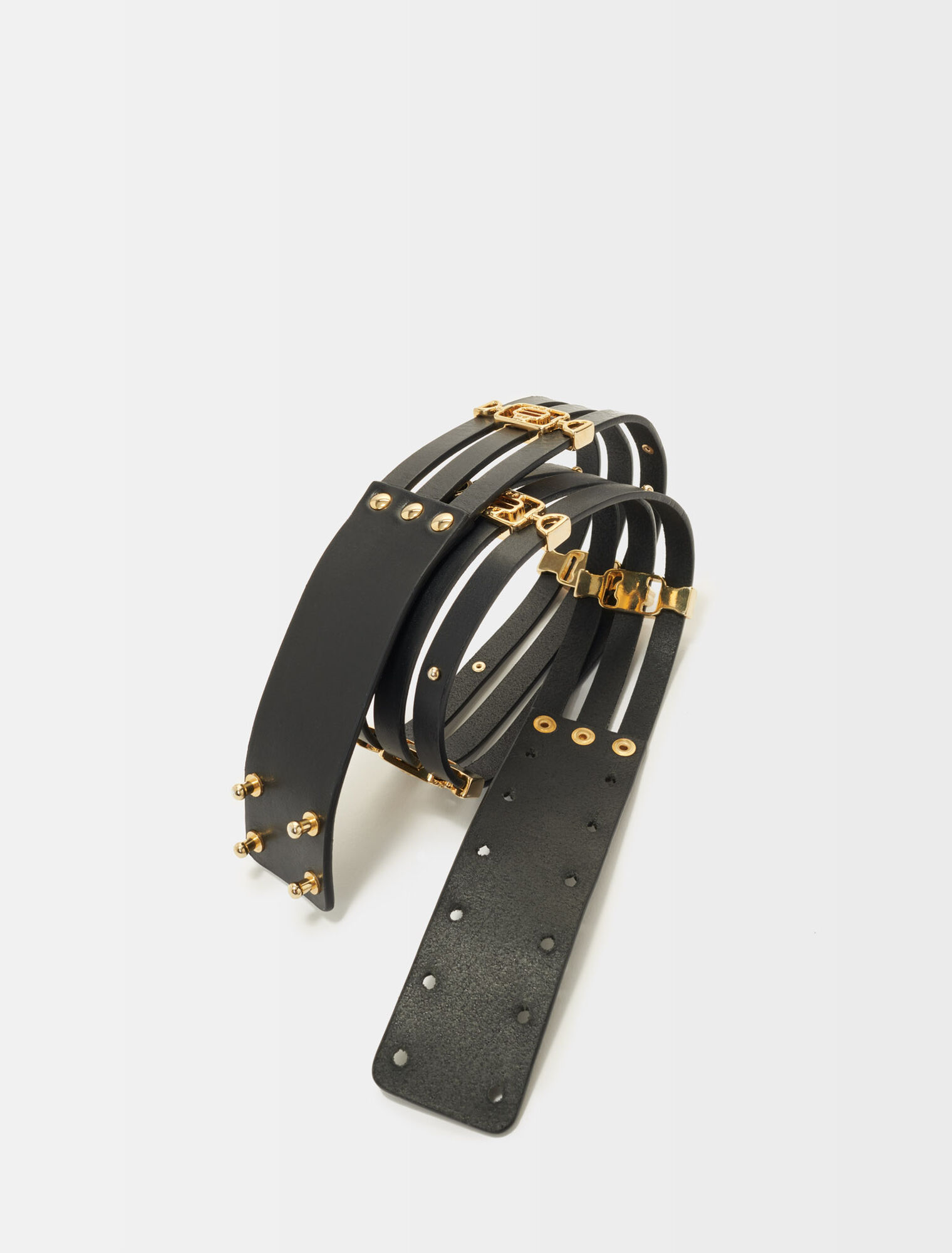 Belt with gold-tone Clover logos