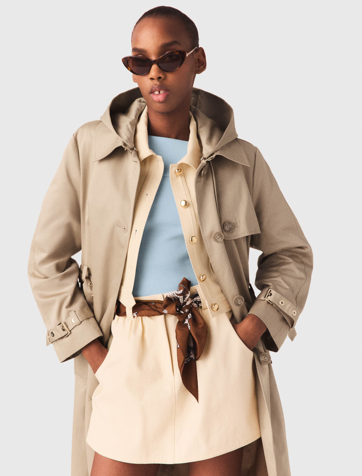 Trench with removable hood Brown For Women | Maje