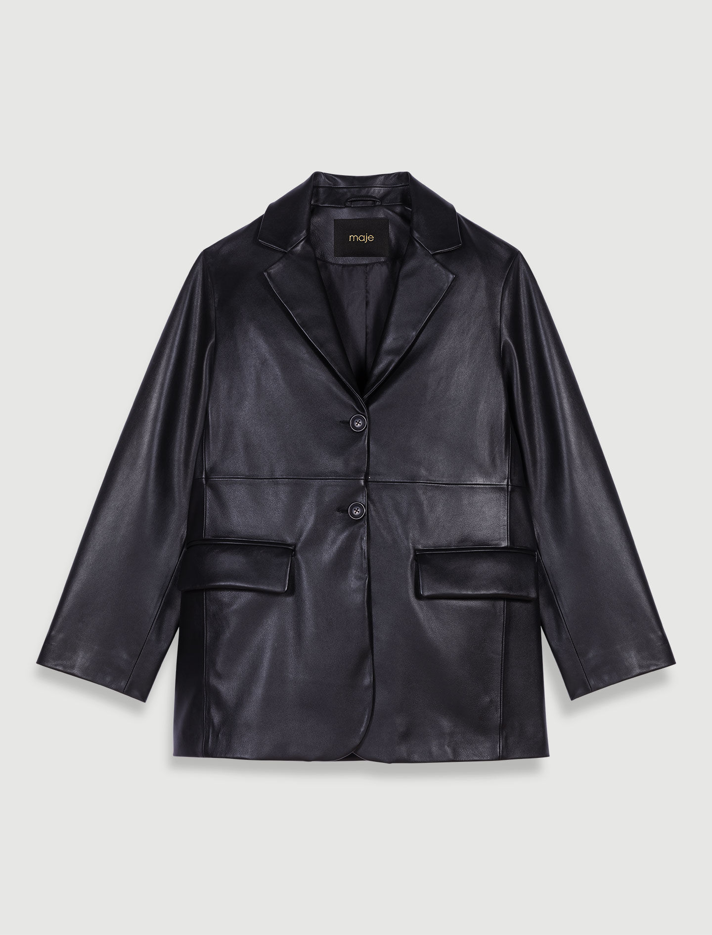 Leather jacket Black / Gray For Women | Maje