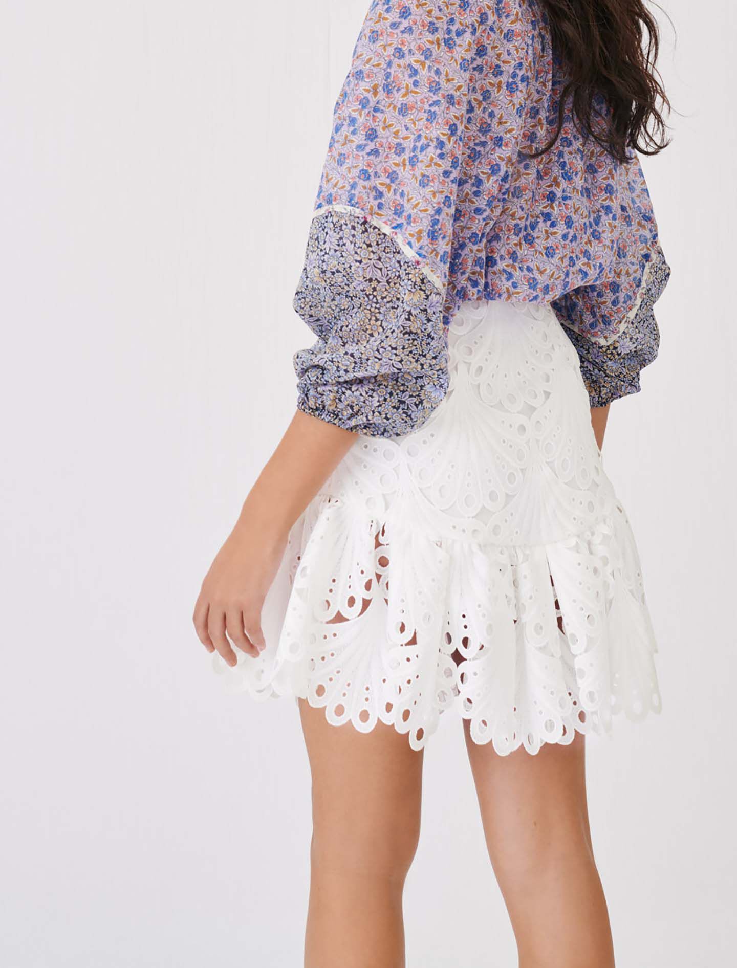 パリ発★チェーン★ニット生地★ミニスカート★ MAJE Print mini skirt with rhinestones Brown For Women | Maje