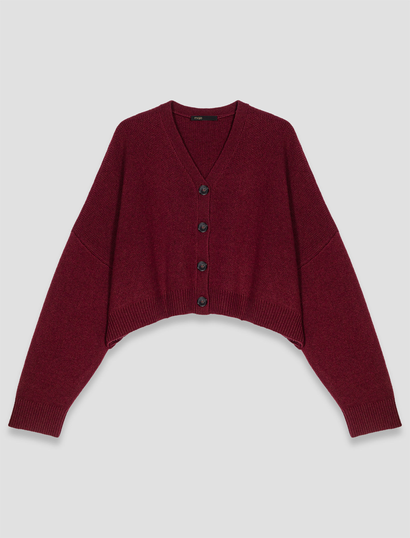 Cropped wool-blend cardigan Red For Women | Maje