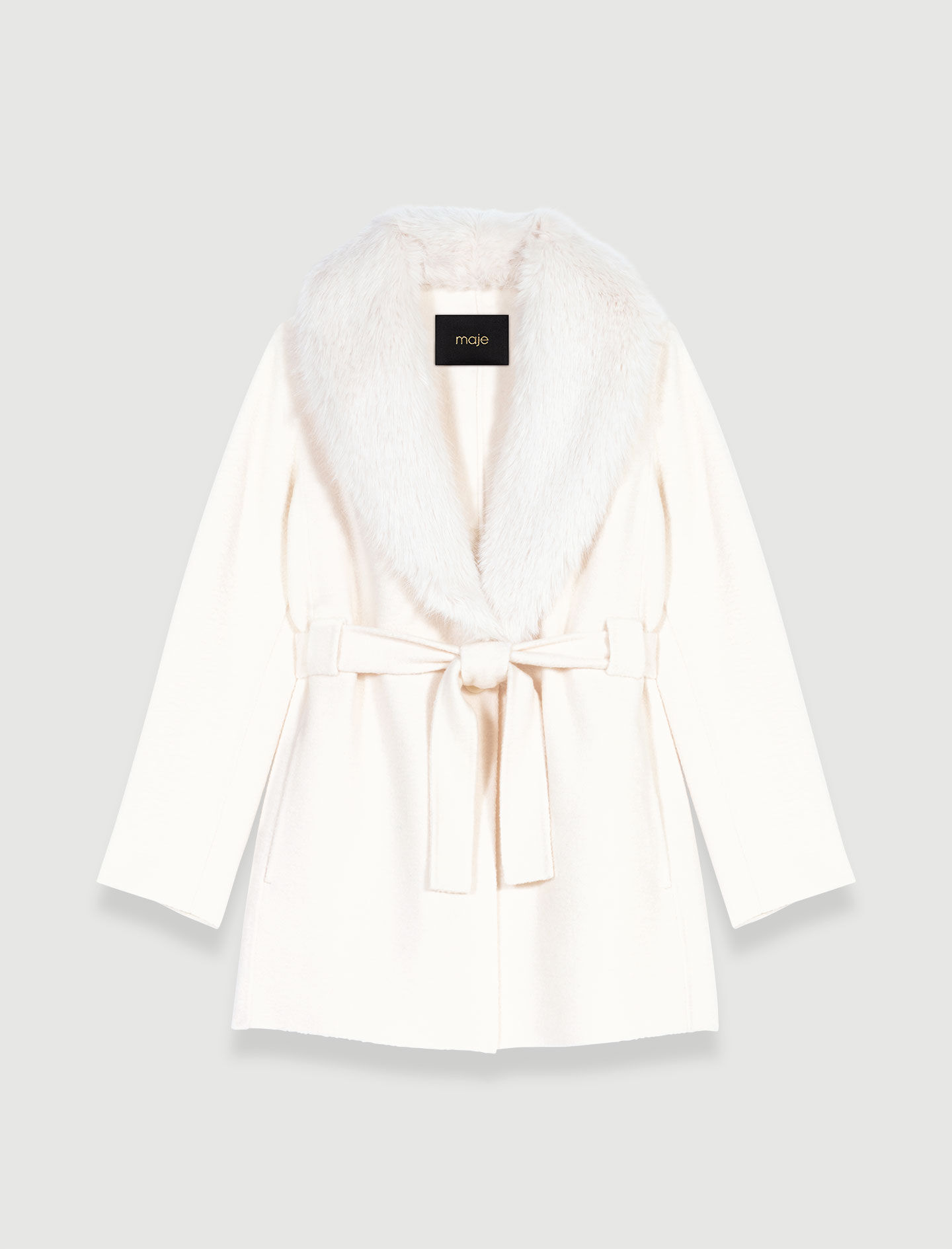 Belted short coat White For Women | Maje